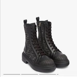 Fendi Domino Black leather biker boots